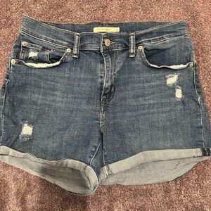 Levi's Blue Jean Shorts Distressed Casual